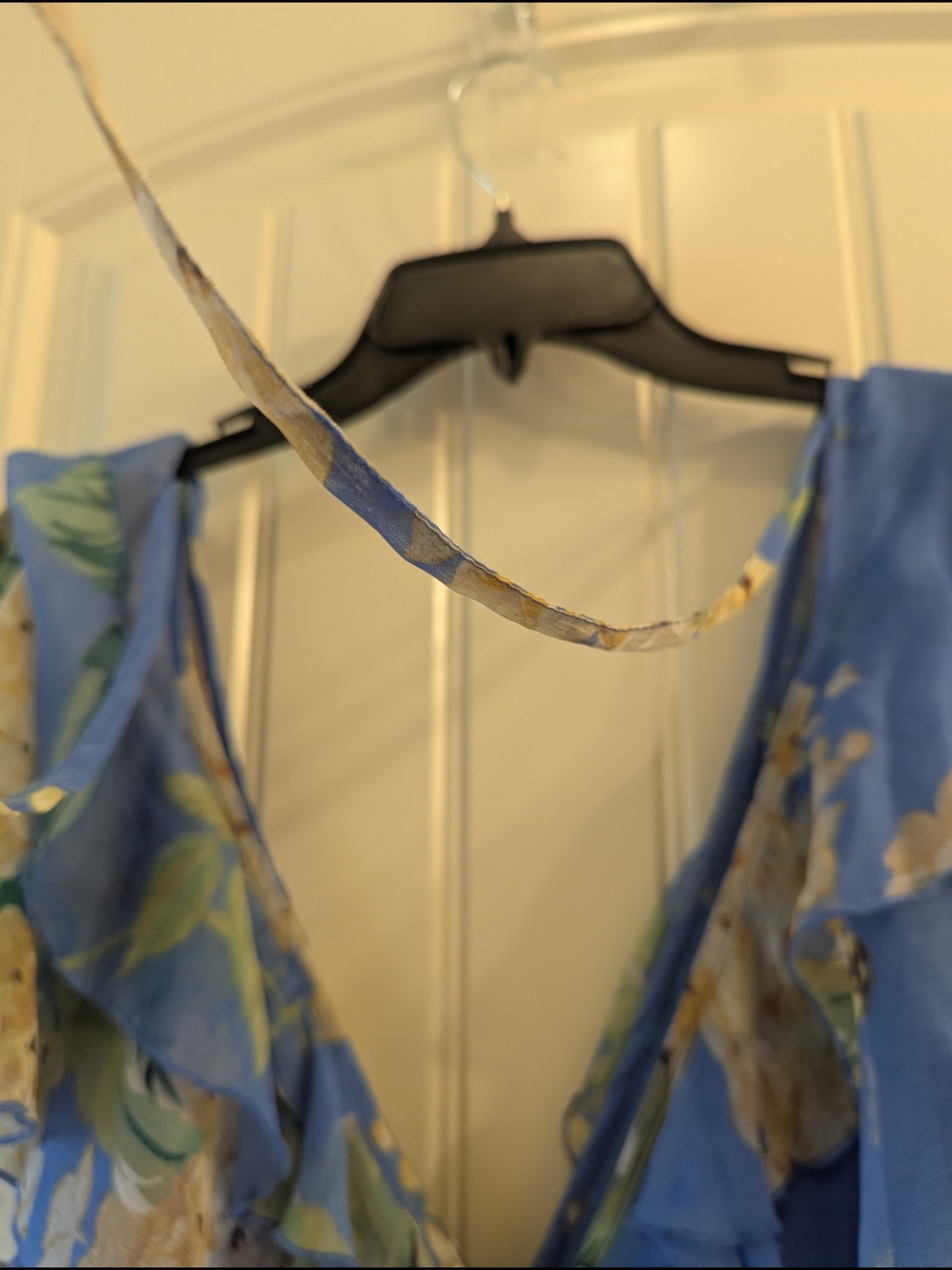 Floral Blue Ruffle Wrap Dress - Picture 4 of 4